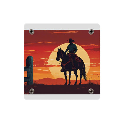 Rustic Western Sunset Acrylic Wall Art Panels - Rustic Home Decor