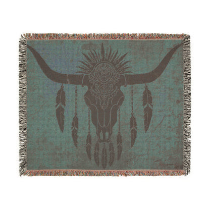 Bohemian Woven Blanket with Tribal Design