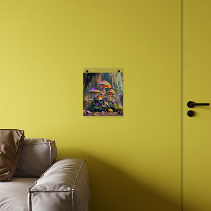 Zână de pădure cu ciuperci – Tablou acrilic rustic cu pădure