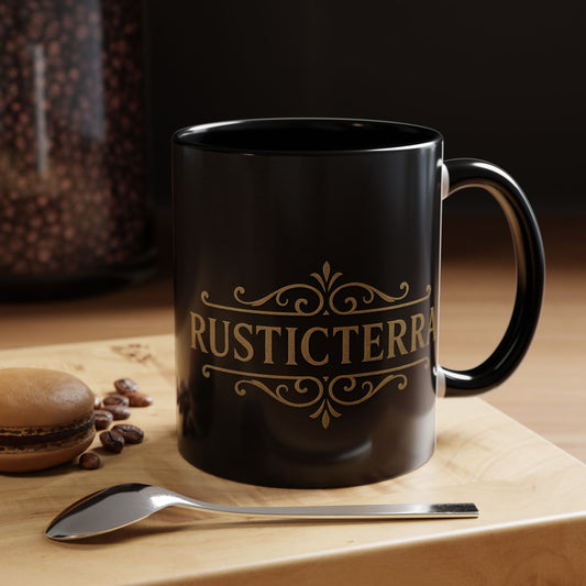 Rustic Terra Coffee Mug - Elegant Black 11oz & 15oz