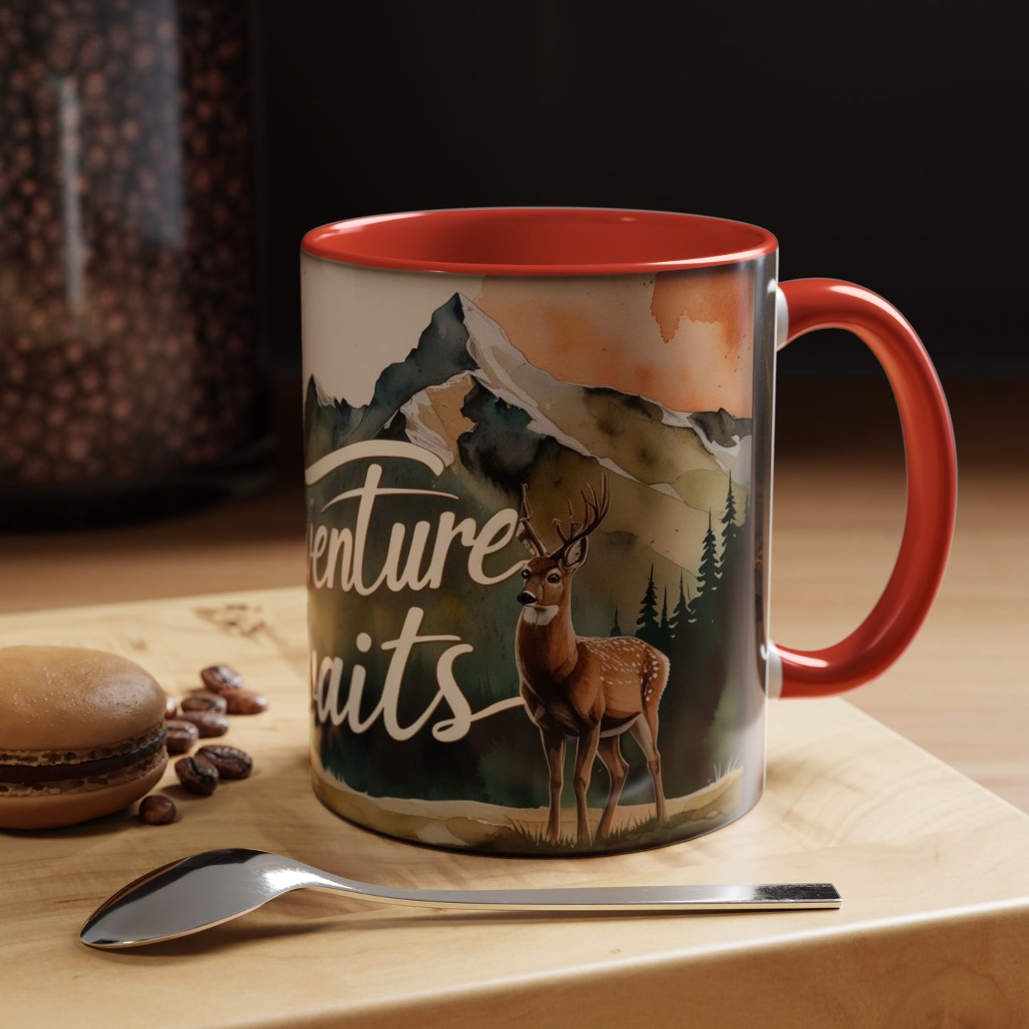 Adventure Awaits Accent Coffee Mug - Nature Lover Travel Gift