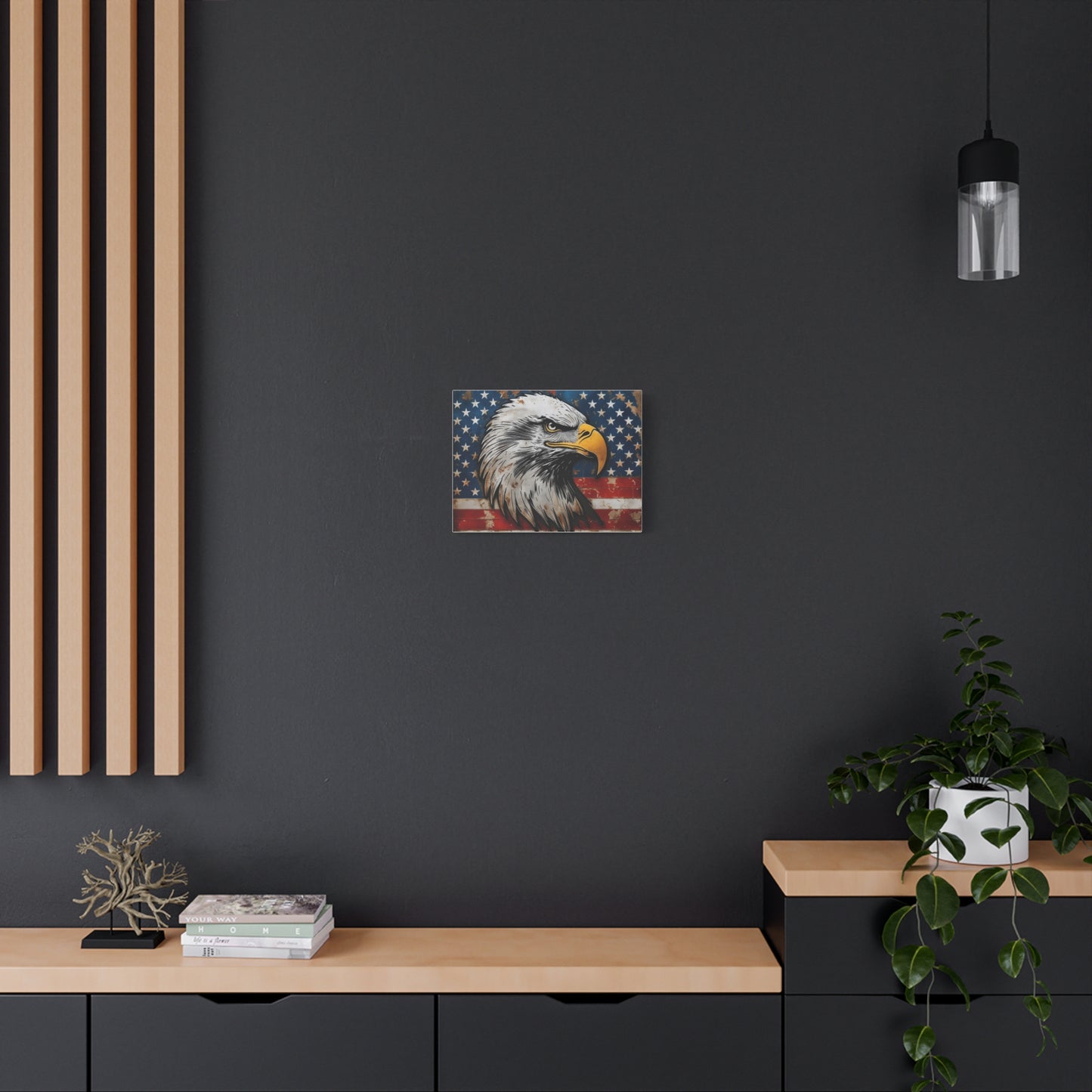 Tablou pe pânză Weathered Glory – Decor rustic de perete cu vultur pleșuv și stele