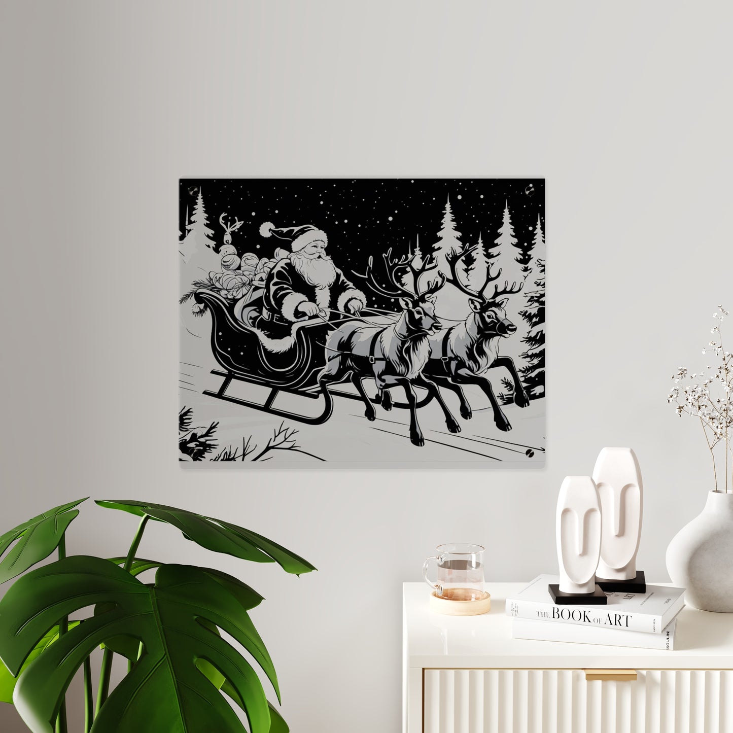 Santa's Sleigh Night Sky - Acrylic Wall Art Panel