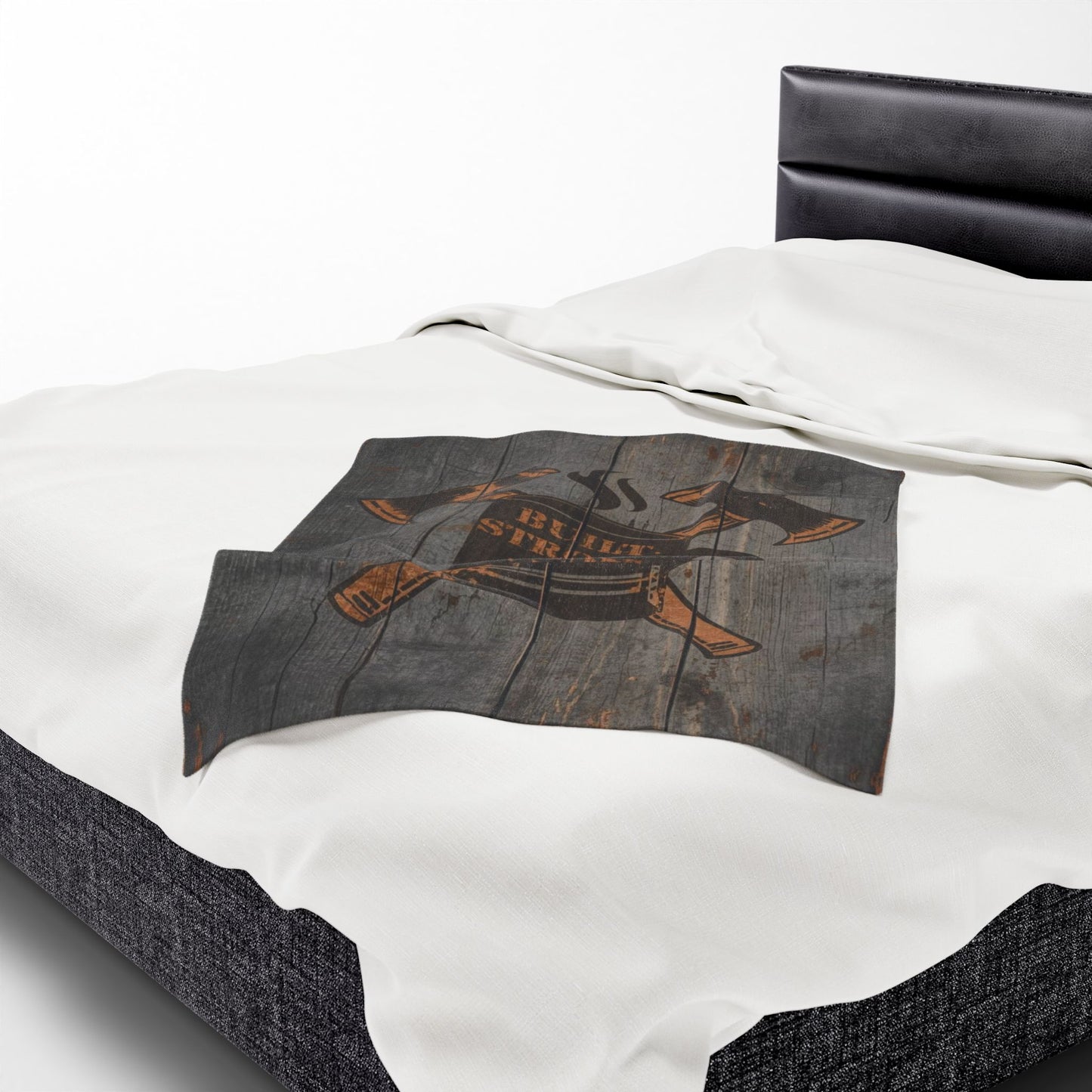 Rustic 'Built Strong' Cozy Velveteen Plush Blanket