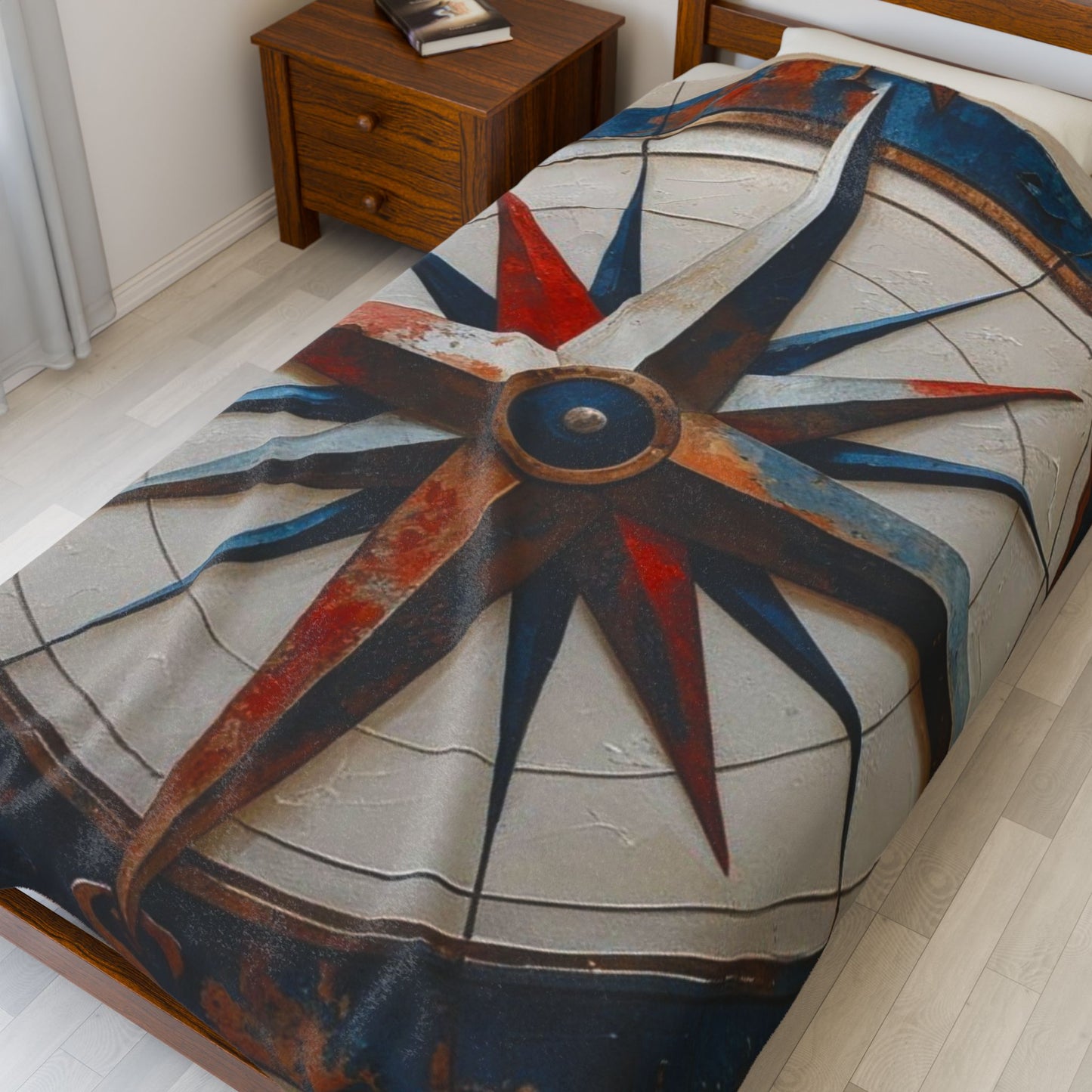 Nautical Compass Plush Blanket