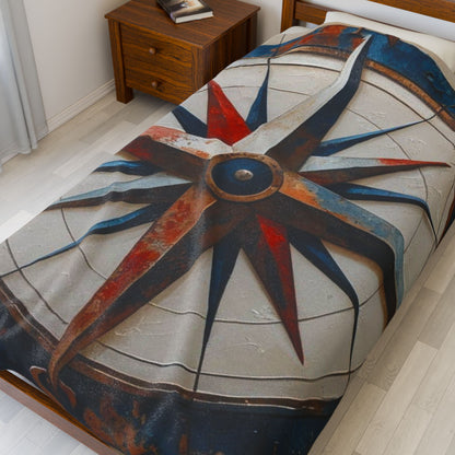 Nautical Compass Plush Blanket
