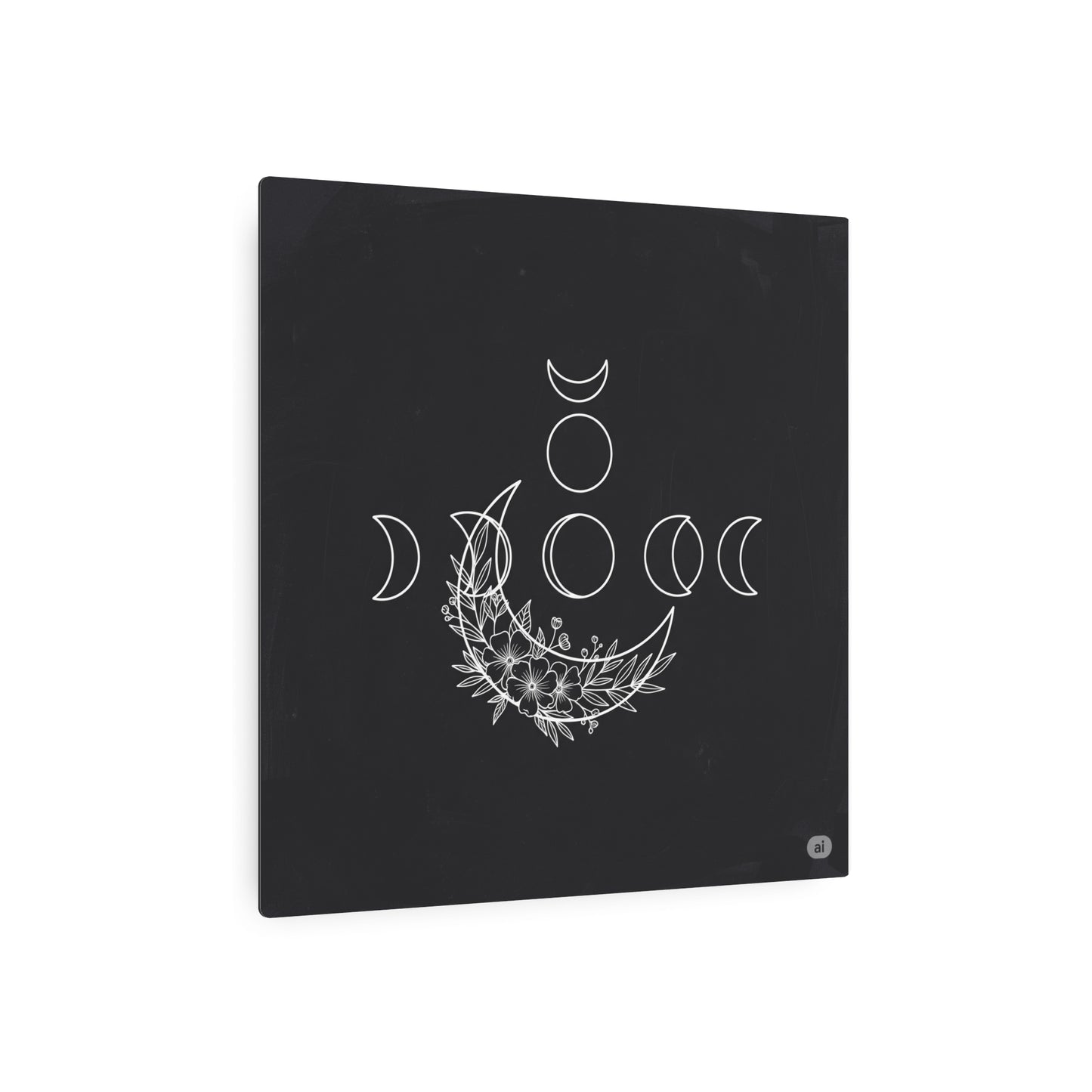 Botanical Moon Phase Wall Art – Metal Boho Accent Piece