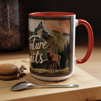 Adventure Awaits Accent Coffee Mug - Nature Lover Travel Gift