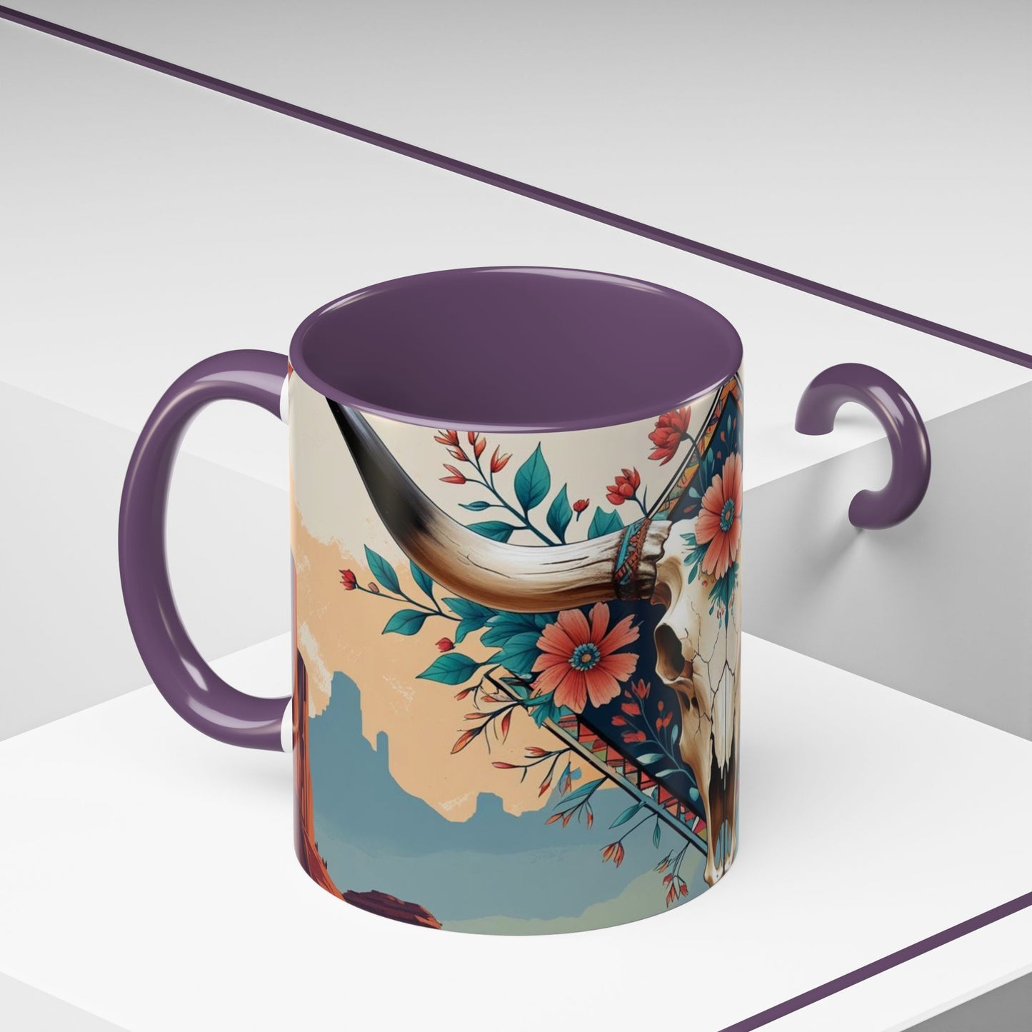 Bohemian Skull Coffee Mug, Unique Western Skull Gift