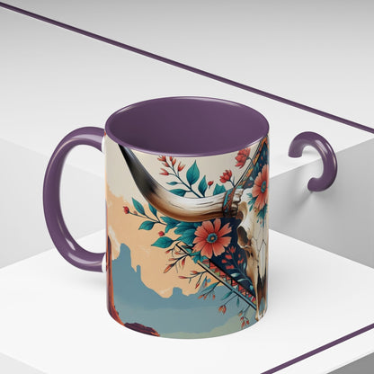 Bohemian Skull Coffee Mug, Unique Western Skull Gift