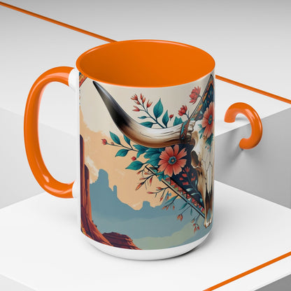 Bohemian Skull Coffee Mug, Unique Western Skull Gift