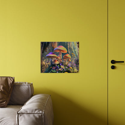 Zână de pădure cu ciuperci – Tablou acrilic rustic cu pădure