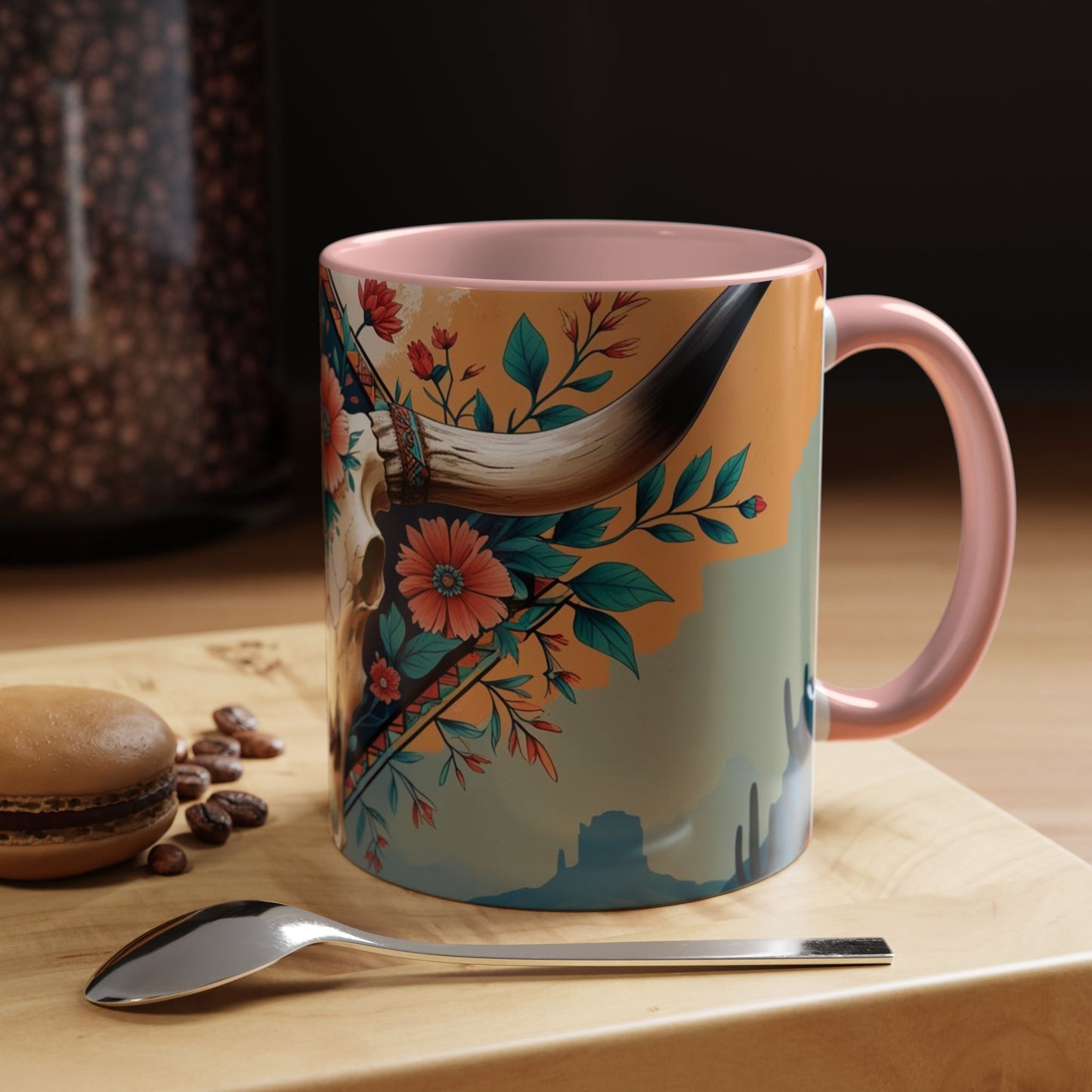 Bohemian Skull Coffee Mug, Unique Western Skull Gift