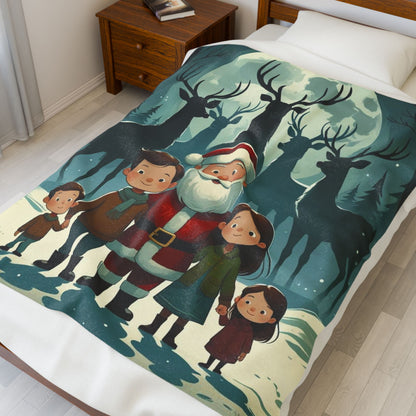 Cozy Family Christmas Velveteen Plush Blanket