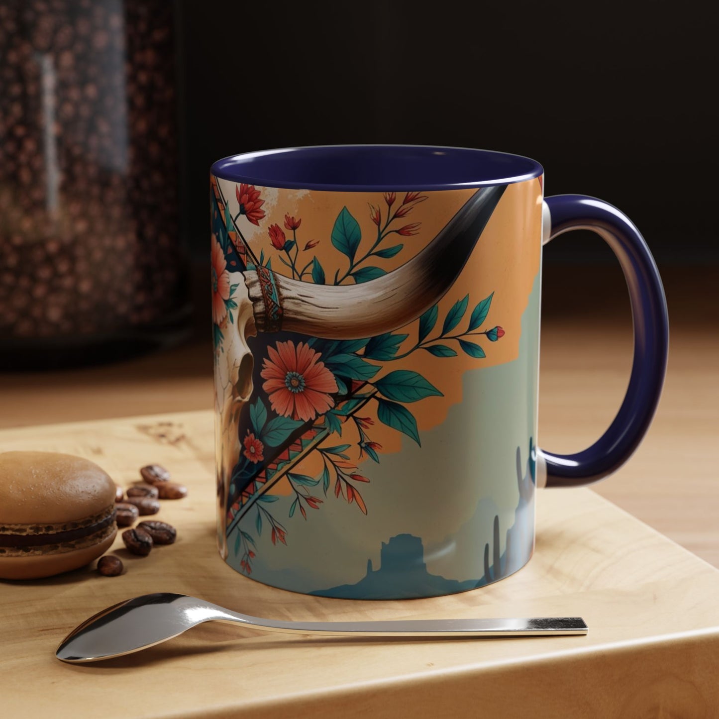 Bohemian Skull Coffee Mug, Unique Western Skull Gift