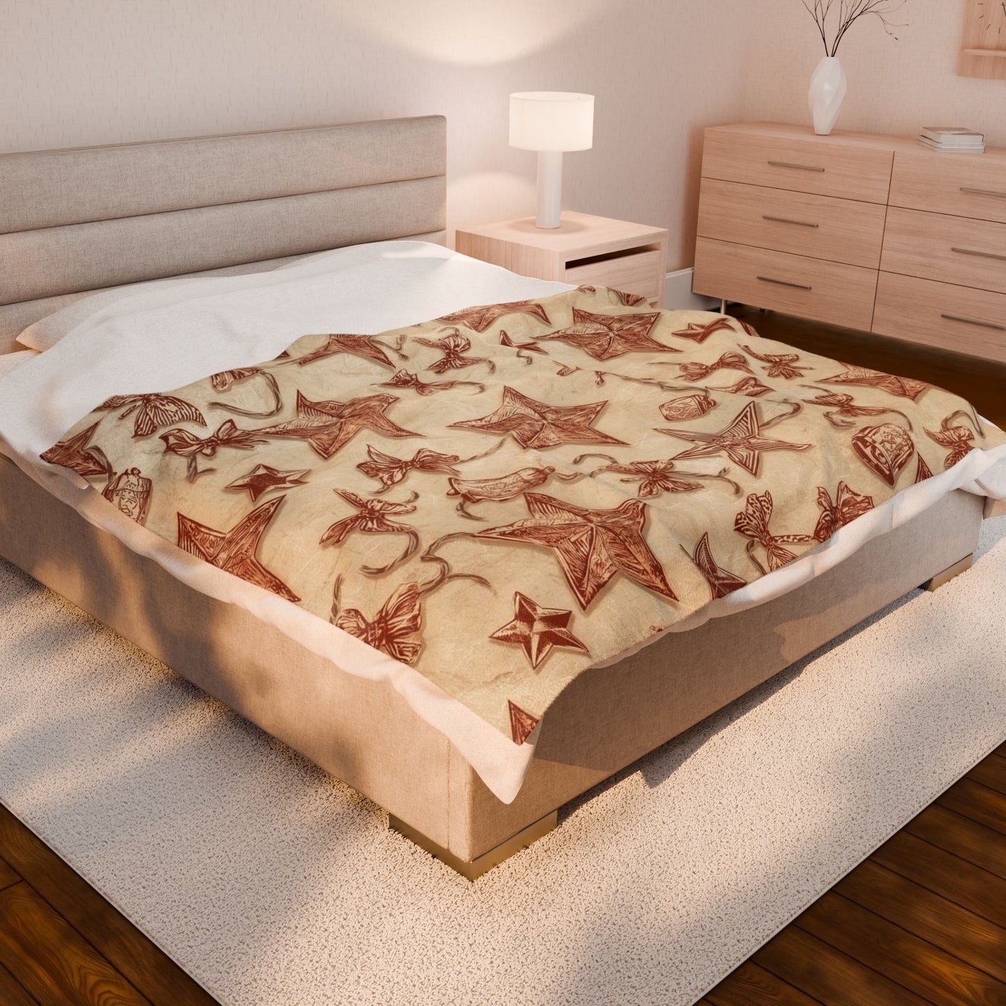 Cozy Star Embroidered Velveteen Plush Blanket