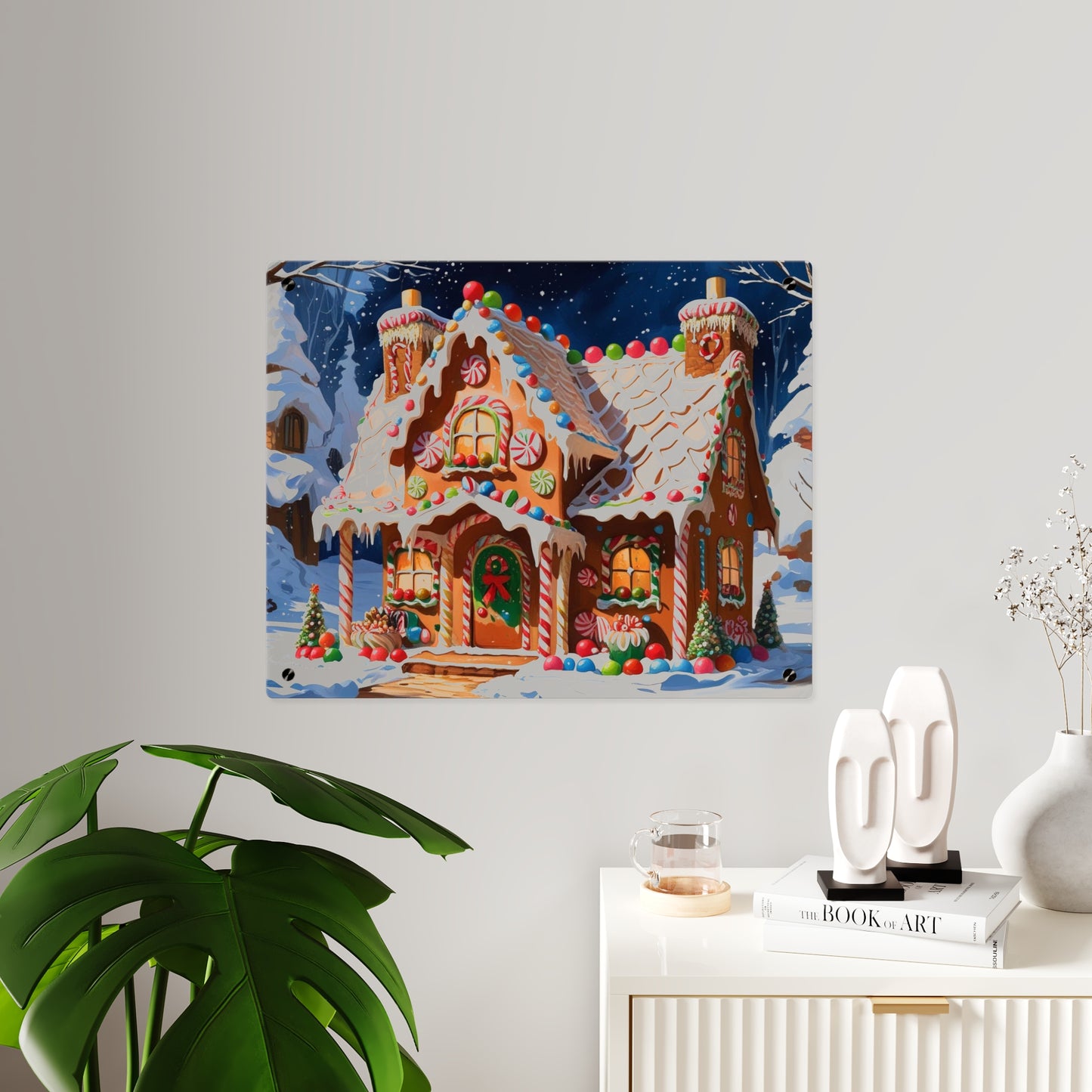 Festive Gingerbread House Acrylic Wall Art – Christmas Holiday Décor