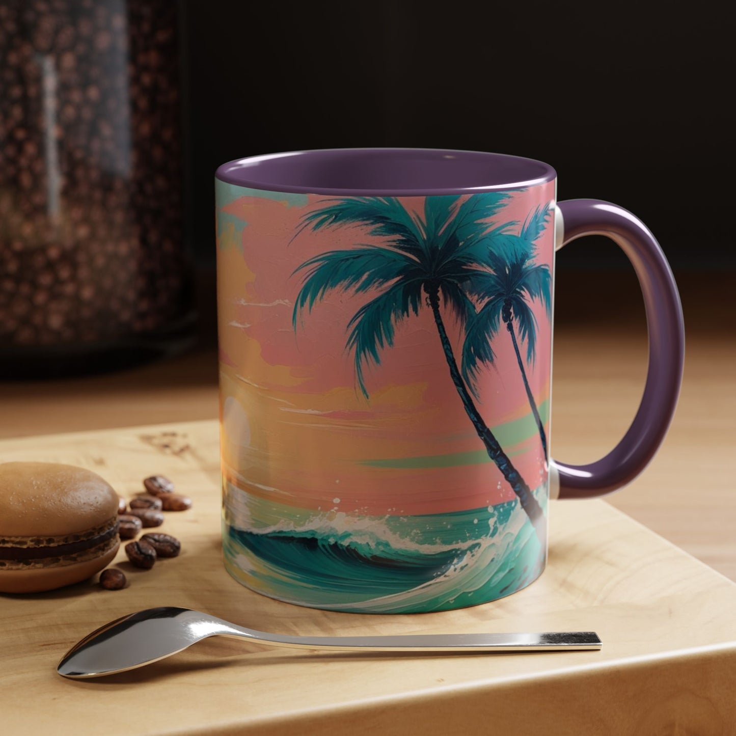 Coffee Mug, Tropical Sunset Beach Lover Gift, Vibrant Ceramic Ocean Theme Drinkware