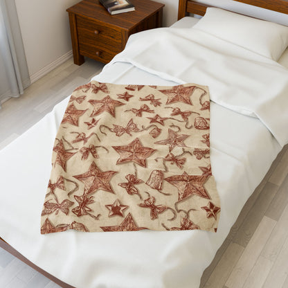 Cozy Star Embroidered Velveteen Plush Blanket