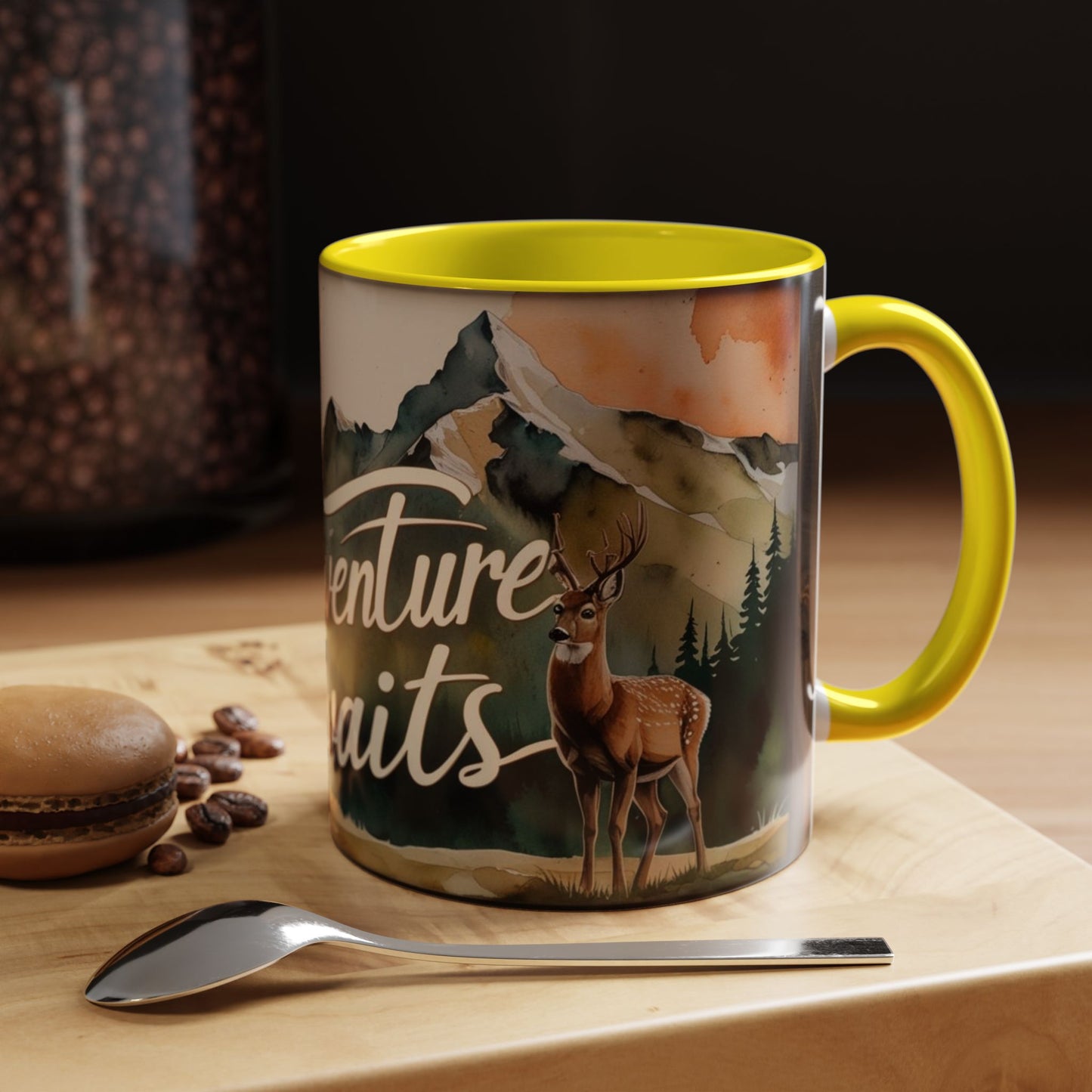 Adventure Awaits Accent Coffee Mug - Nature Lover Travel Gift