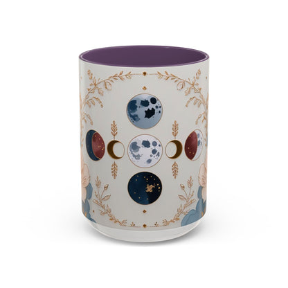 Celestial Floral Accent Coffee Mug- Mystic Moon Decor Drink-ware