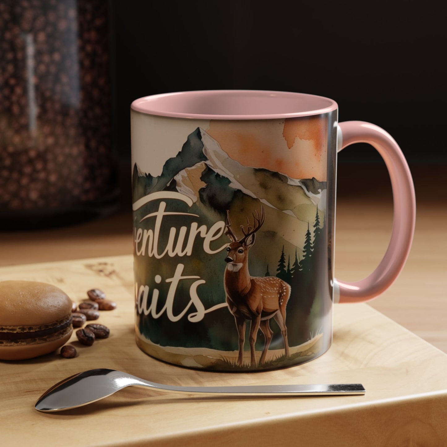 Adventure Awaits Accent Coffee Mug - Nature Lover Travel Gift