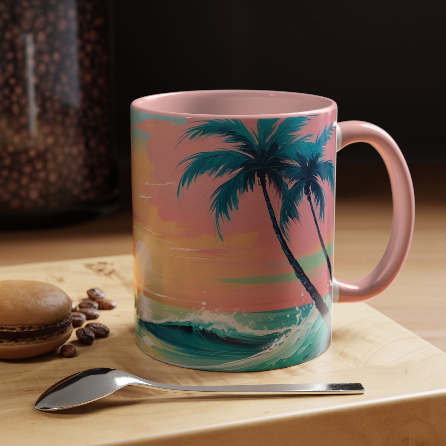 Coffee Mug, Tropical Sunset Beach Lover Gift, Vibrant Ceramic Ocean Theme Drinkware