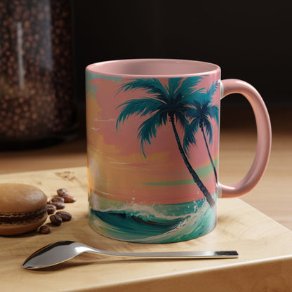 Coffee Mug, Tropical Sunset Beach Lover Gift, Vibrant Ceramic Ocean Theme Drinkware