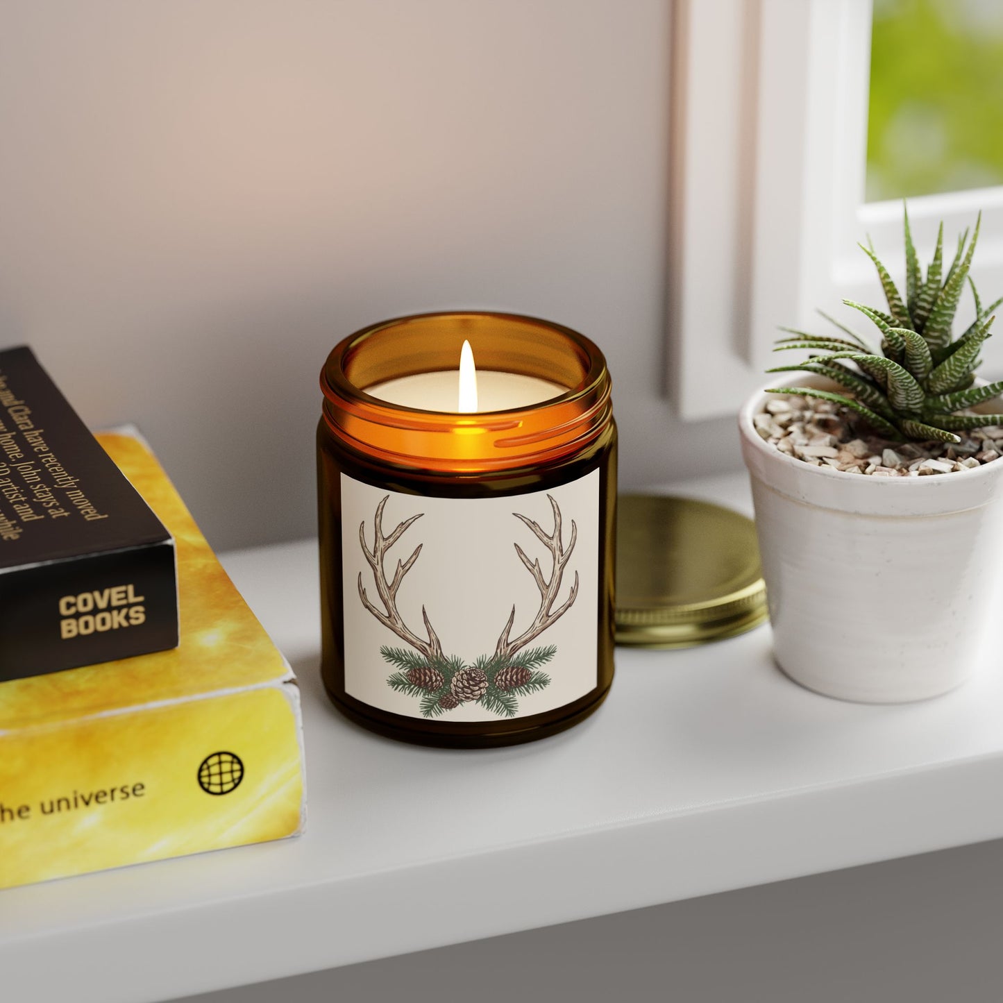 Rustic Pine Antlers Scented Candle