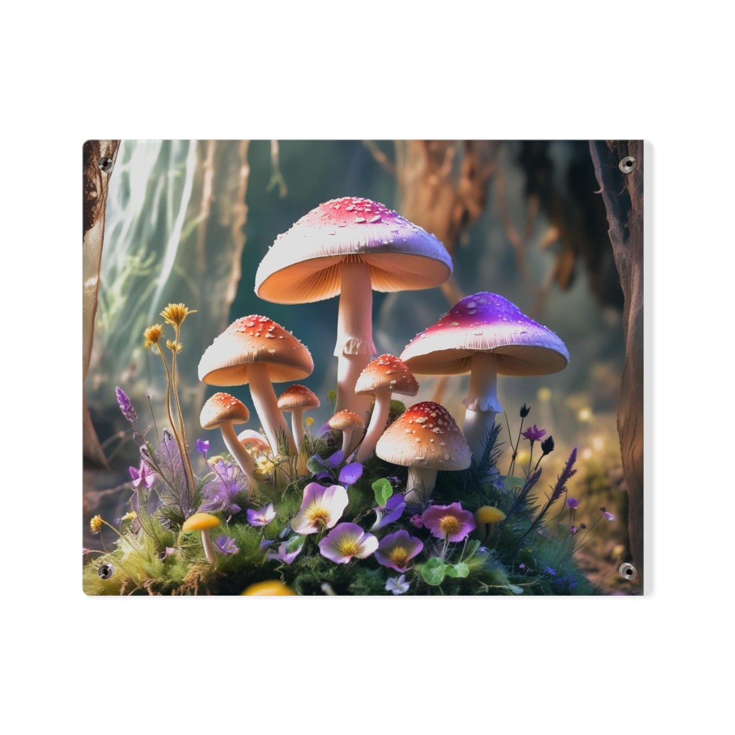 Zână de pădure cu ciuperci – Tablou acrilic rustic cu pădure