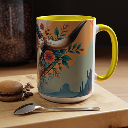 Bohemian Skull Coffee Mug, Unique Western Skull Gift