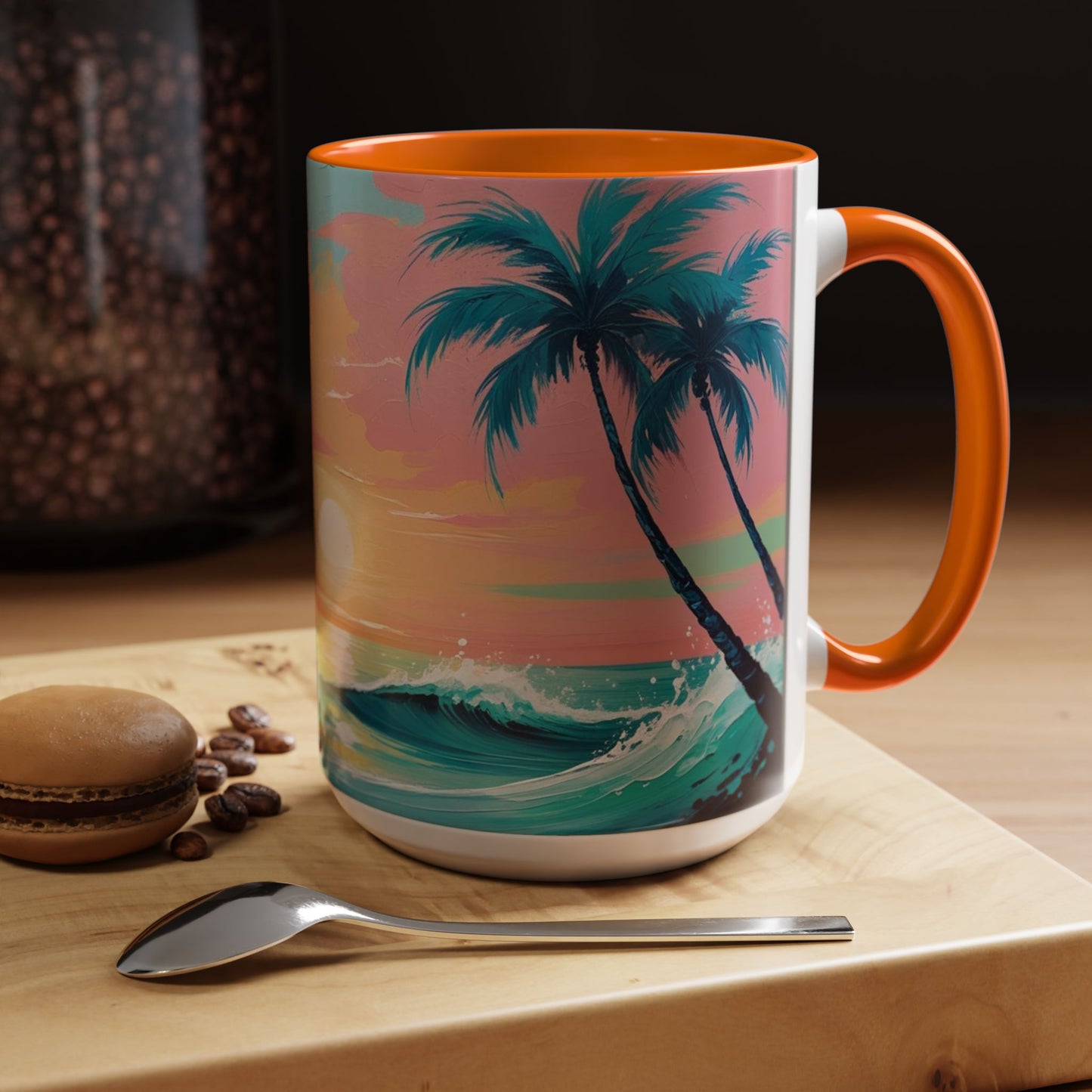 Coffee Mug, Tropical Sunset Beach Lover Gift, Vibrant Ceramic Ocean Theme Drinkware