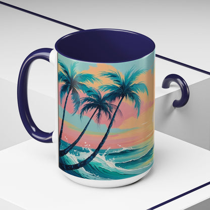Coffee Mug, Tropical Sunset Beach Lover Gift, Vibrant Ceramic Ocean Theme Drinkware