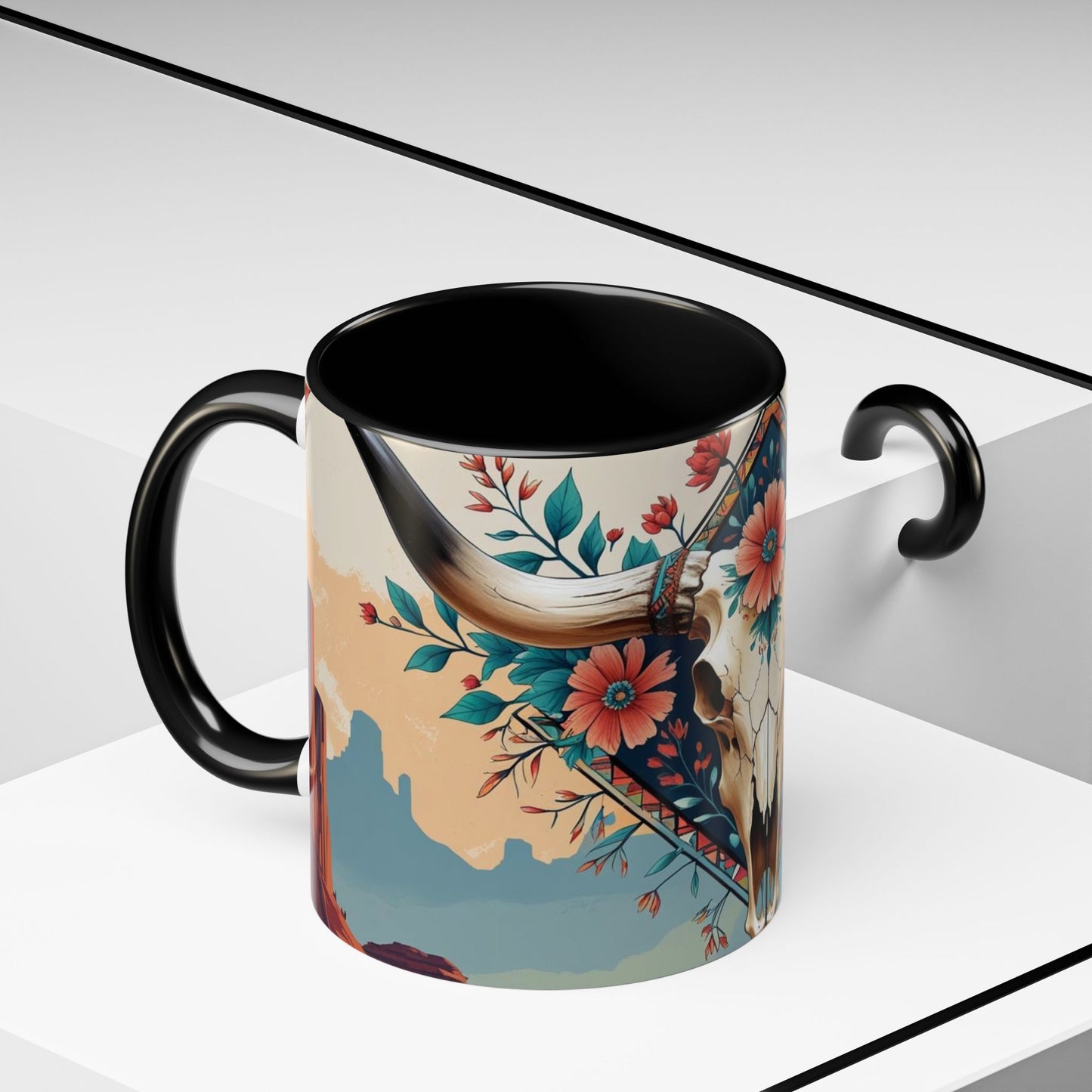Bohemian Skull Coffee Mug, Unique Western Skull Gift