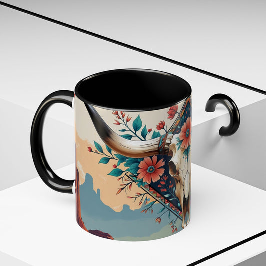 Bohemian Skull Coffee Mug, Unique Western Skull Gift