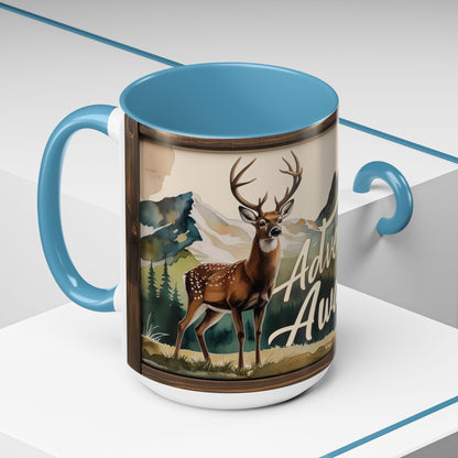 Adventure Awaits Accent Coffee Mug - Nature Lover Travel Gift