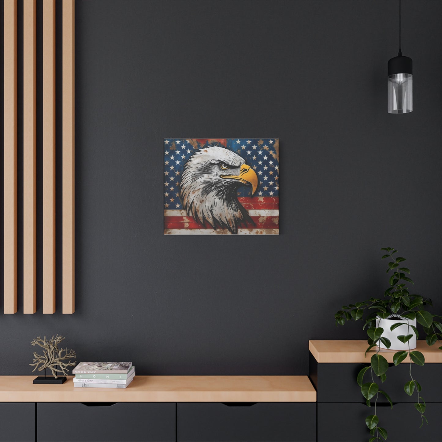 Tablou pe pânză Weathered Glory – Decor rustic de perete cu vultur pleșuv și stele
