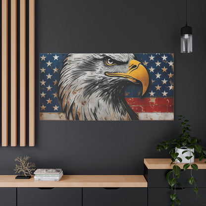 Tablou pe pânză Weathered Glory – Decor rustic de perete cu vultur pleșuv și stele