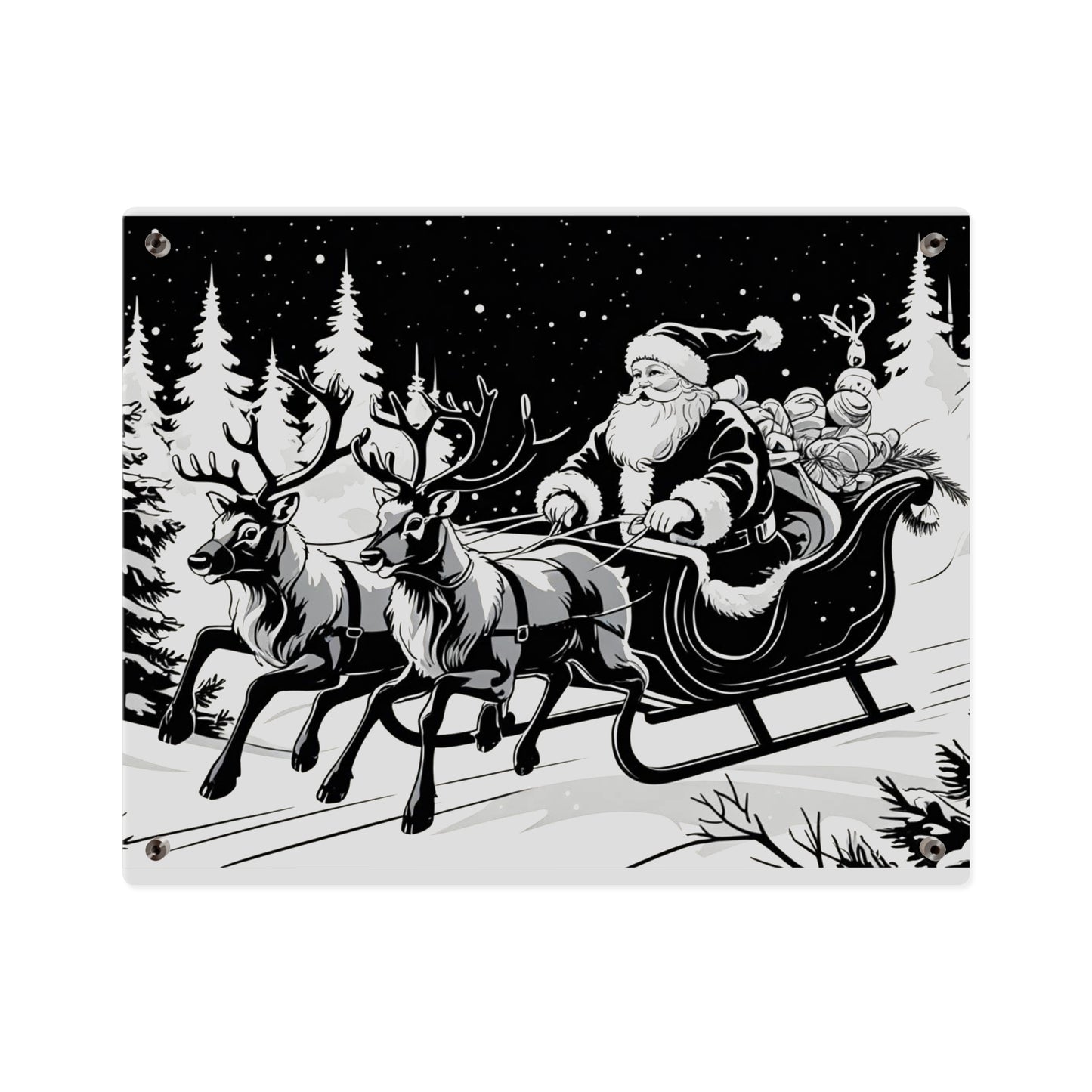 Santa's Sleigh Night Sky - Acrylic Wall Art Panel