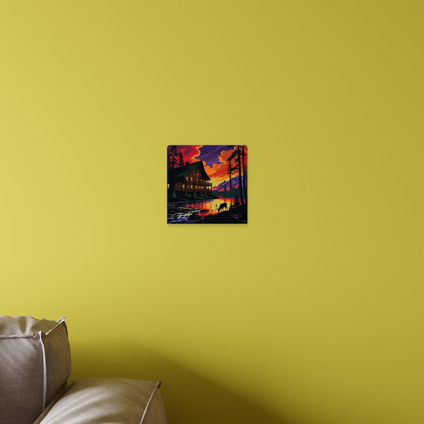 Cabin by the Stream – Acrylic Rustic Wall Art