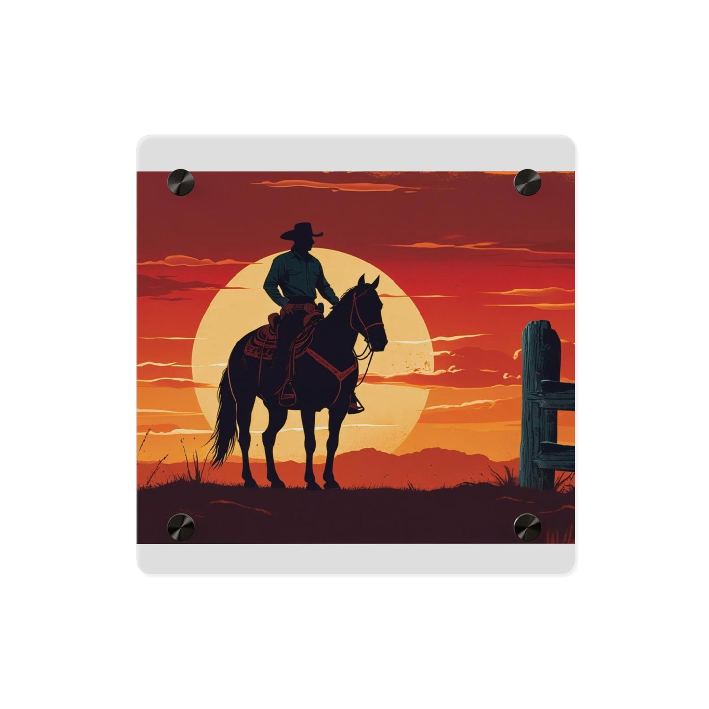Rustic Western Sunset Acrylic Wall Art Panels - Rustic Home Decor