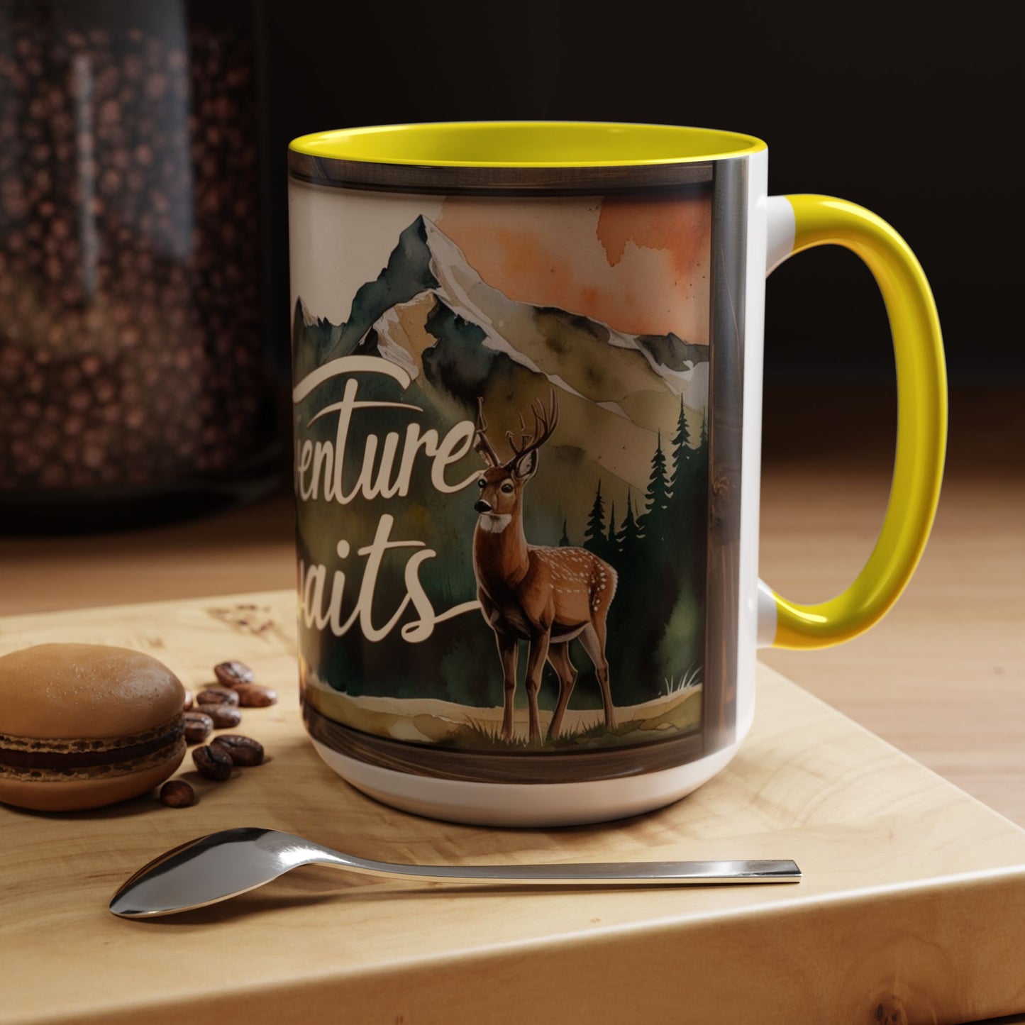 Adventure Awaits Accent Coffee Mug - Nature Lover Travel Gift