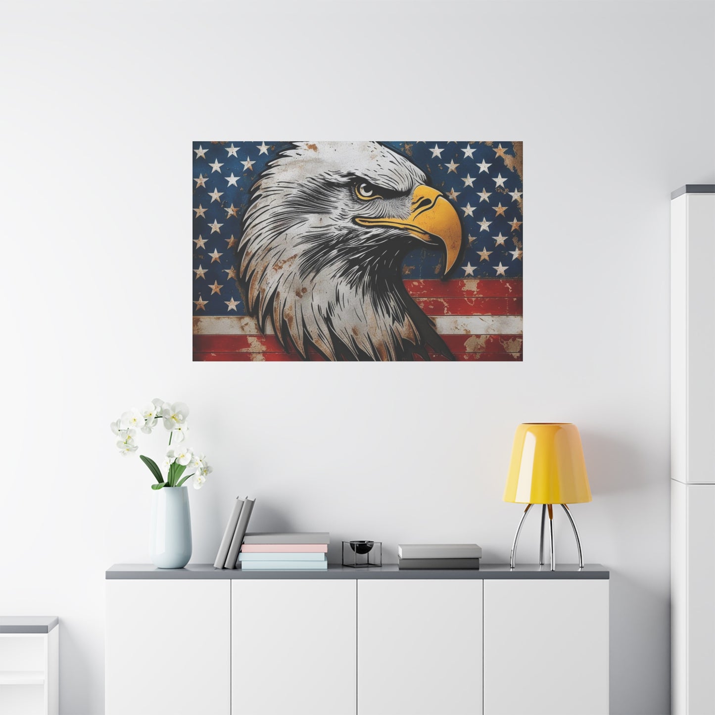 Tablou pe pânză Weathered Glory – Decor rustic de perete cu vultur pleșuv și stele
