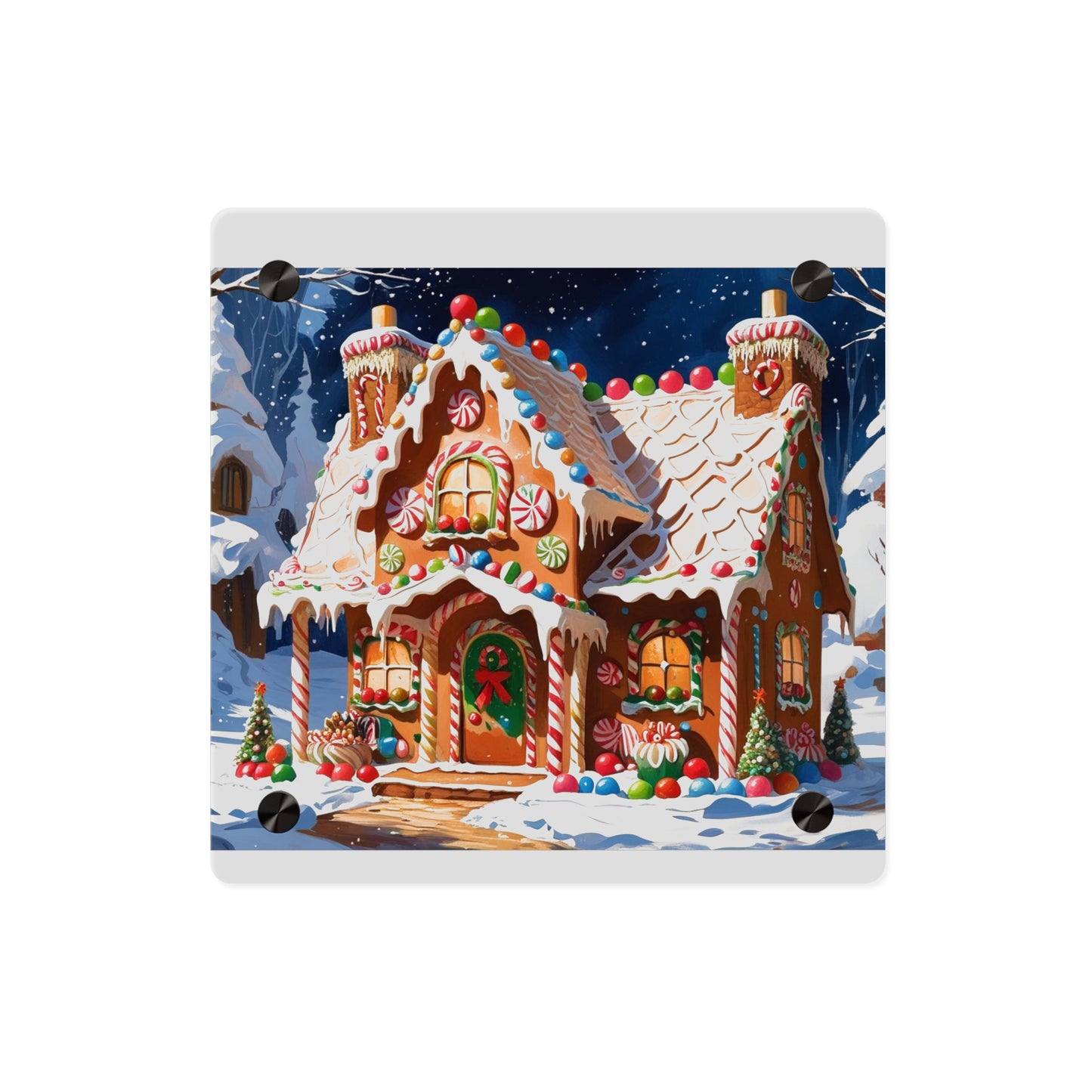 Festive Gingerbread House Acrylic Wall Art – Christmas Holiday Décor