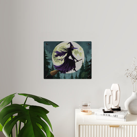 Acrylic Wall Art Panels - Witch and Moon Decor, Perfect for Halloween