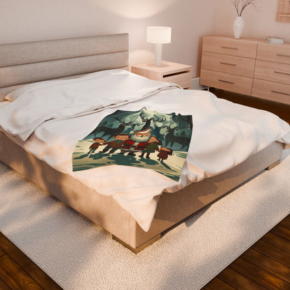Cozy Family Christmas Velveteen Plush Blanket