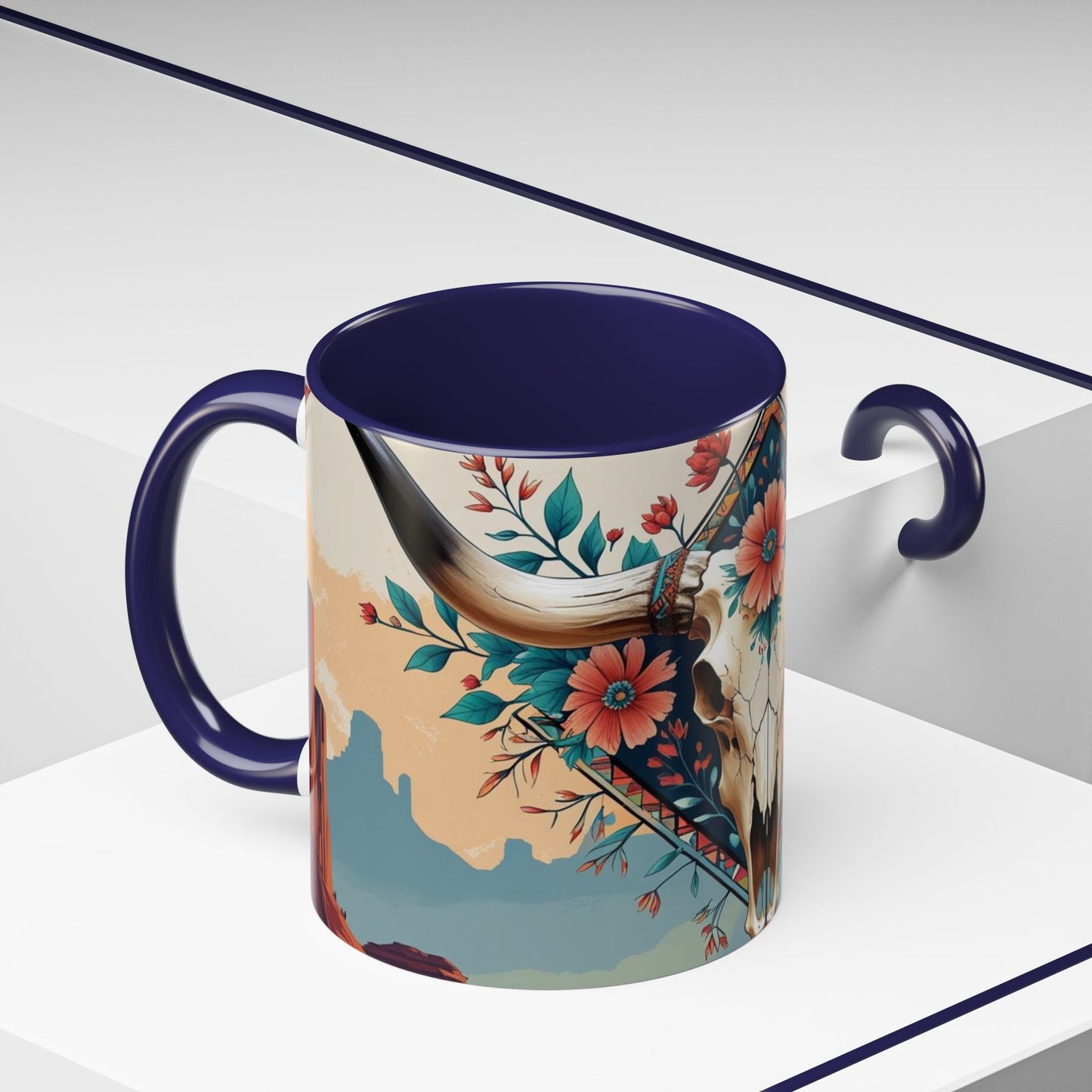 Bohemian Skull Coffee Mug, Unique Western Skull Gift