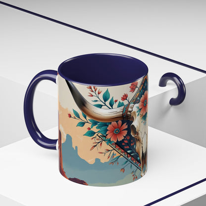 Bohemian Skull Coffee Mug, Unique Western Skull Gift