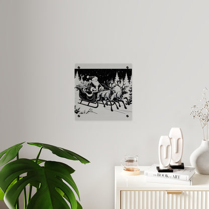 Santa's Sleigh Night Sky - Acrylic Wall Art Panel