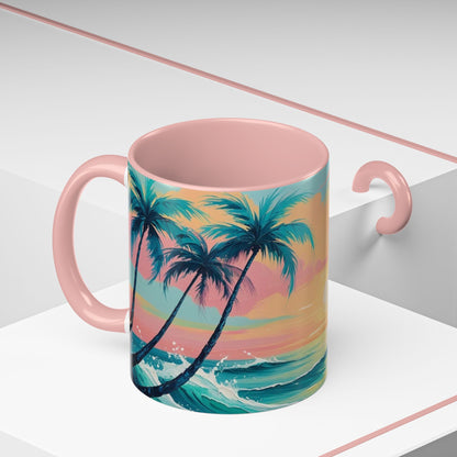 Coffee Mug, Tropical Sunset Beach Lover Gift, Vibrant Ceramic Ocean Theme Drinkware